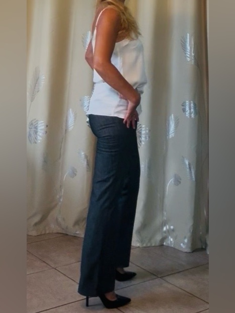 Lulu's Cream V-Neck Asymmetrical Draped Cami - Picture 9 of 10